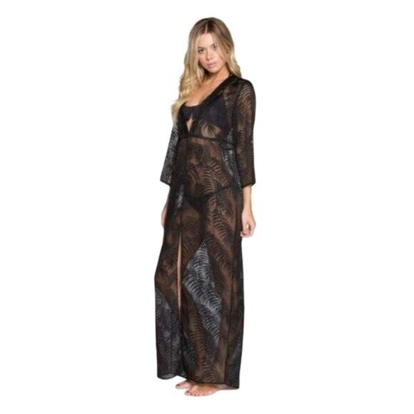 Tavik Black Palm Print Cover Up Dress